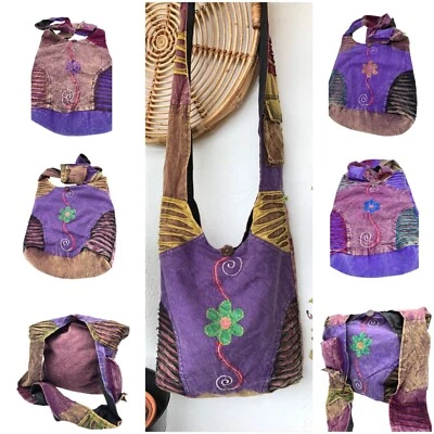 Beuteltasche Yogi-Bag Sadhu-Bag Canvas Baumwolle stonewashed 38x33 cm Hippie Goa - Bild 1 von 4