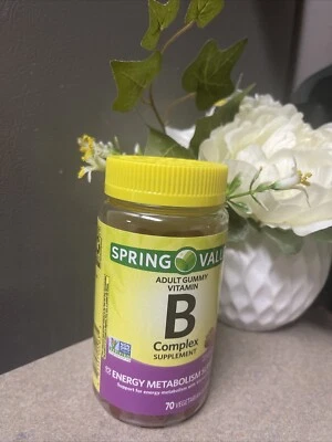 Вегетарианский жевательный витамин B для поддержки энергетического метаболизма Spring Valley Ex:11/25 - Изображение 1 из 2