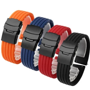Buckle Watch Accessories Watch Strap Watchband Band 20 22 Sports 24MM Silicone - Picture 1 of 13