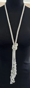 "Joyería Art Deco grises y tejidas perlas 50"" borlas se puede usar como cinturón de collar" - Imagen 1 de 6