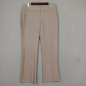 Elle Trouser Womens 12 Light Nutmeg Mid Rise Dress Pants Wide Waist Stretch NEW - Picture 1 of 13