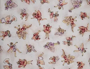 Flower Fairies Cotton Fabric by Rose & Hubble Cicely Mary Barker Quilting Sewing - Picture 1 of 6