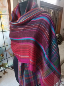 Chal/envoltura pashmina 100 % cachemir a cuadros azulados de pestel ~ 12 diseños a elegir - Imagen 1 de 4
