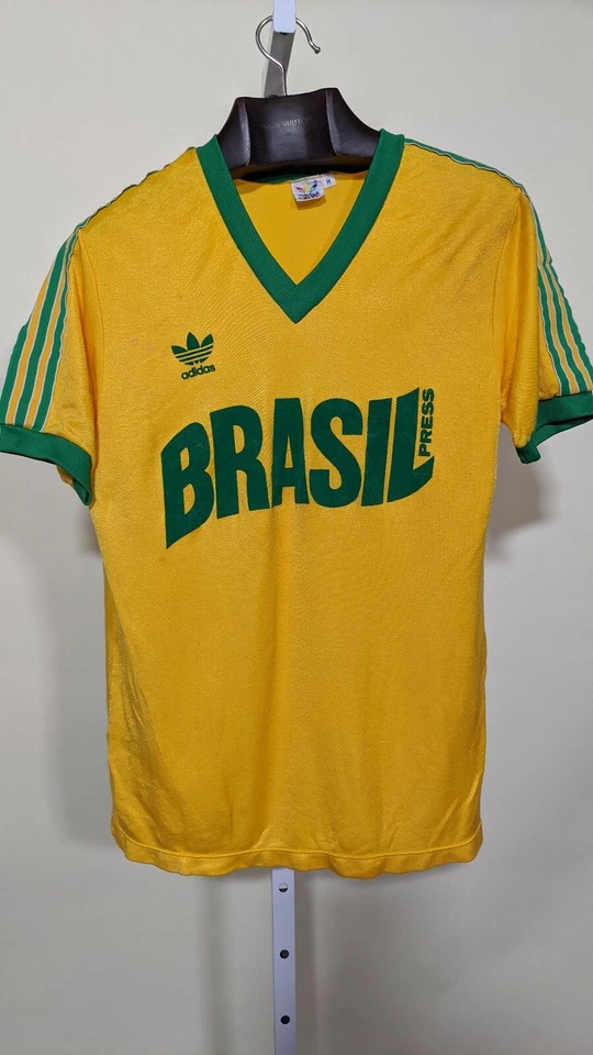 Adidas Vintage Brasil Press Soccer Futbol Brasil Yellow Jersey Medium - Image 1 of 3