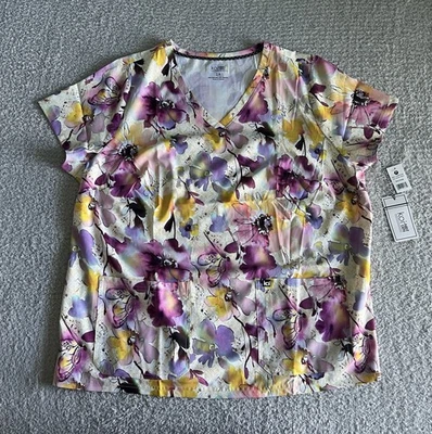 Blusa Médica Koi Next Gen Para Mujer Talla 2X Amarilla Flores de Verano Floral Elastizada Enfermería Foto 1 de 4