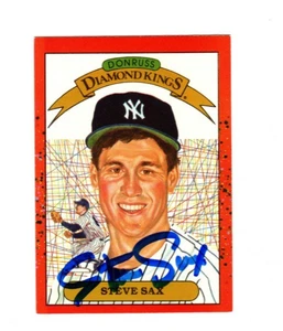 Steve Sax autograph signed 1990 Donruss Diamond Kings baseball card Yankees - Picture 1 of 1