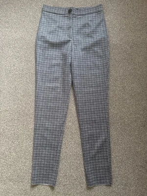 Women’s Zara grey Check Faux Suede Leggings Size Medium Brand New Without Tags  - Image 1 of 4