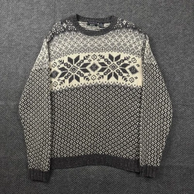 Suéter masculino vintage Trader Bay LT Fair Isle nórdico floco de neve esqui férias gola redonda - Imagem 1 de 4