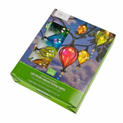 Cadena de luces LED multicolores Mainstays globo de verano forma de lágrima 10 unidades Foto 1 de 2