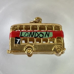 Vintage 9ct Yellow Gold London Double Decker Bus Charm 1961 1.9cm 4g - Picture 1 of 8