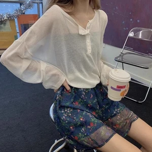 Lady Sheer Shirts Tops Blouse T-shirts Casual Long Sleeve Fashion Basic Classic - Picture 1 of 12