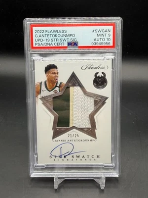 2022 Panini Flawless Giannis Antetokounmpo /25 Star Swatch Patch Auto PSA 9 PC - Image 1 of 2
