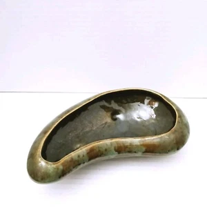 Brush Mccoy Kidney Shape Footed Planter Brown Green Glaze USA Vintage - Picture 1 of 9