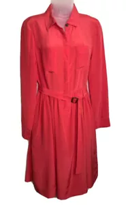 Camicia J Crew Blythe seta taglia 4 manica lunga corallo femminile nuova con difetto - Foto 1 di 11