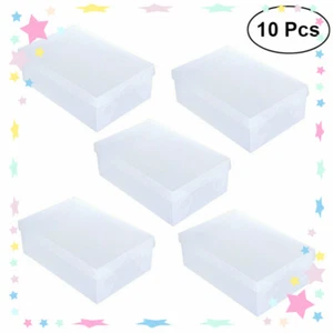 New Medium 10pcs Clear Plastic Foldable Women Shoe Storage Box Organization - Picture 1 of 4