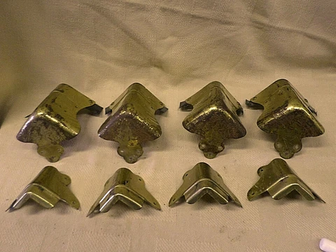 3112M Vtg Taylor Trunk 4 Corner Pieces from Lid w/Fitted Lower Pieces Hardware Cover