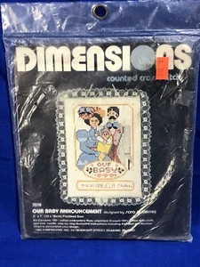 RARE! Vintage 1982 Dimensions "Our Baby Announcement" Cross Stitch Kit # 3518 - Picture 1 of 4