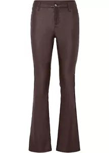 Beschichtete Push-Up Hose mit Schlag Gr. 40 Braun Damenhose Freizeit-Pants Neu - Bild 1 von 1