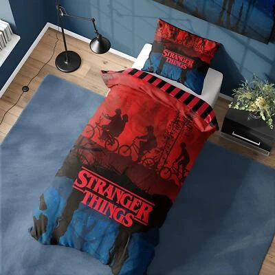 Set copripiumino singolo Stranger Things Netflix righe capovolte design 2 in 1