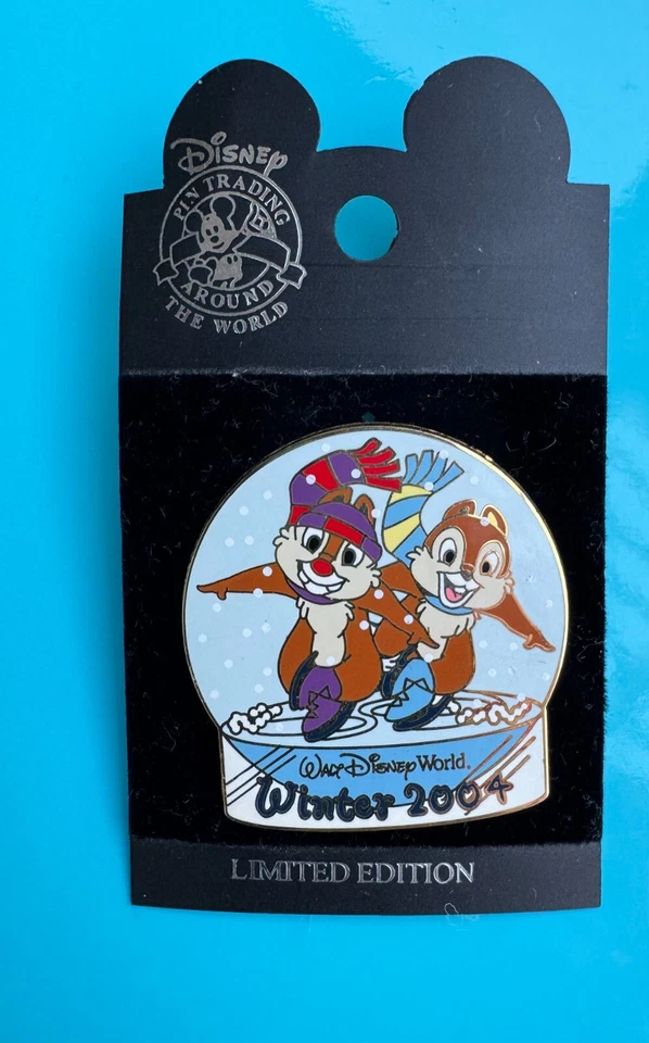 Disney WDW Chip and Dale Patinaje Invierno 2004 Prendedor Sorpresa #1 LE 1000 Nuevo en Tarjeta Foto 1 de 1