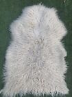 Véritable tapis en peau de mouton pile longue naturelle 85 x 60 cm 