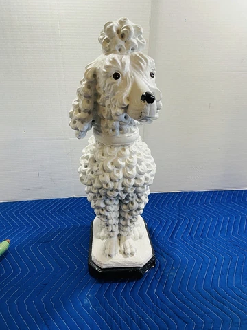 1950s vintage french poodle statue concrete stone painted rare garden 28”x11” Cover