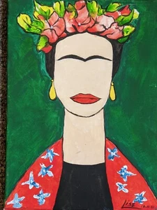 Contemporary Original oil painting signed Lisa after Frida Kahlo portrait 2021 - Picture 1 of 14