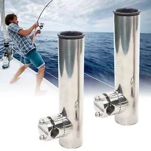 2X Edelstahl Bootsrutenhalter Angelrutenhalter Rutenhalter Für Reling (19-25mm) - Bild 1 von 13