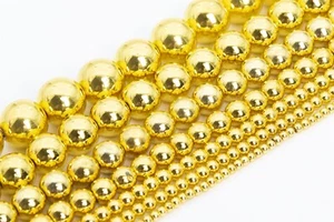 Perline ematite oro 18k grado AAA perline sciolte rotonde 2/3/4/6/8/9-10/12 mm - Foto 1 di 15