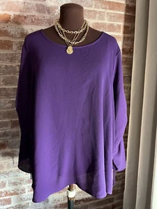 New! Torrid Purple Knit Flowy Long Ruched Sleeve Tunic Style Blouse Plus Size 1 - Picture 1 of 6