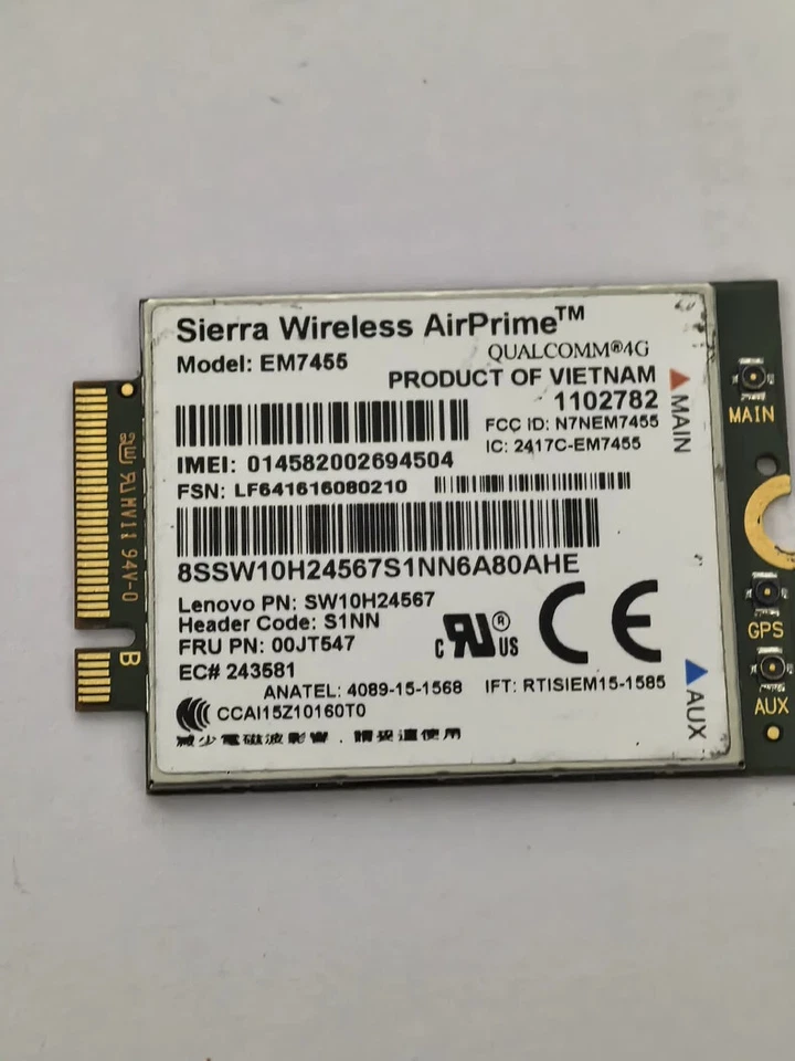 Genuine Lenovo Yoga X260 EM7455 Sierra Wireless AirPrime Card Module Qualcomm 4G - image 1 of 1