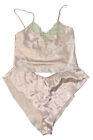 Vintage Victorias Secret Set Pink  Satin Flutter Sissy Panties & Camisole Small
