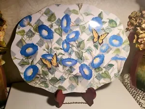 Bandejas de melamina mariposas de 17" Keller Charles Philadelphia ~ trompetas de vid azul - Imagen 1 de 12