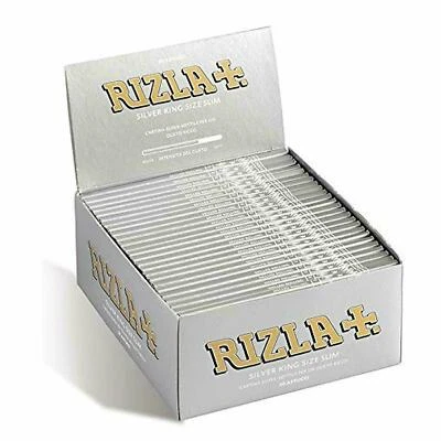 10 x RIZLA SILVER KING SIZE SLIM ULTRA THIN CIGARETTE SMOKING ROLLING PAPERS
