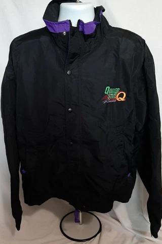Quaker State Racing Large Black Vintage Jacket NASCAR Winston Cup Rudd Bodine 26 Cover