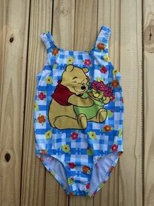 Vintage 90’s Winnie the Pooh Disney Flowers Swimsuit Size 6 Ruffle Gingham - Picture 1 of 8