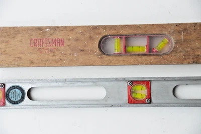 Vintage Craftsman Levels -- 9-3974 Wood Level & 3993 Aluminum Level - Image 1 of 4