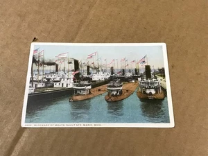 Alte Postkarte - Blockade von Booten - Sault Ste. Marie - 3,5" x 5,5" - Bild 1 von 5