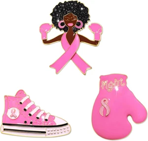 Spille sensibilizzazione sul cancro al seno per donna smalto rosa nastro spille bavero lotta br... - Foto 1 di 11