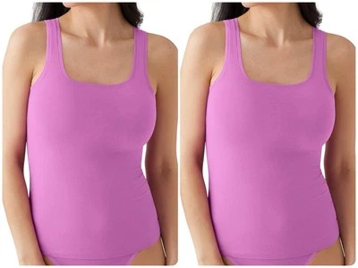 2-Pack of Wacoal 815362 Understated Cotton Tank Tops, First Bloom (Pink), Small - Image 1 of 4
