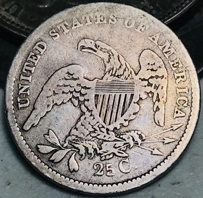 1835 Capped Bust Quarter 25C Ungraded Circulated 90% Silver US Coin CC27335 - Image 1 of 4