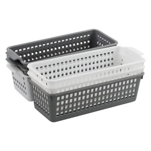 Plastic Small Slim Rectangle Storage Baskets 6 Packs - Picture 1 of 7