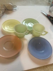 vintage Hazel Atlas moderntone childs pastel dishes hostess set Of 6 Dishes - Picture 1 of 3