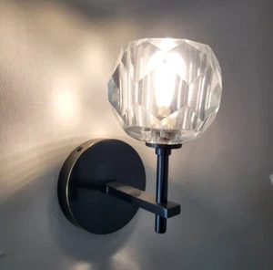 Modern Crystal Wall Sconce Black 2-Pack - Picture 1 of 12