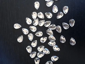 14mm tear drop clear Sew On Stitch Bead JEWEL GEM Glass CRYSTAL RHINESTONE - Picture 1 of 1