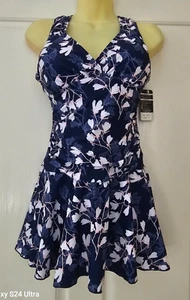 NEU Shekini Gr./S einteilig Blumenmuster Badeanzug Kleid Bauchkontrolle gepolstert Neu mit Etikett - Bild 1 von 11