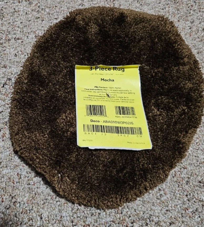 NUEVO Tapa Deco SOLO Contorno 21 x 34 Peludo Nylon Lavable Baño Moca Foto 1 de 1