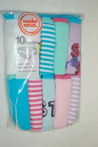 Girls Panties 10 PAIR HIPSTERS Teal Pink Purple STRIPES SOLIDS PRINTS Size 8 - Picture 1 of 1