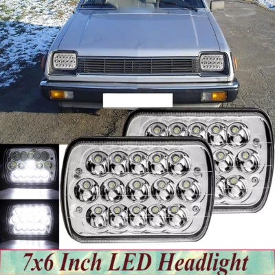 Pair 7x6'' LED Headlights High Low Sealed Beam For Dodge Colt 1982-1983 Headlamp Foto 1 de 4