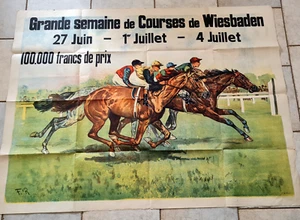 Affiche ancienne couleurs Grande semaine de courses a Wiesbaden (chevaux) - Imagen 1 de 4